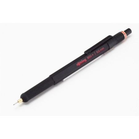 Rotring 800+ Black 0,5mm Push-Mechanism Pen Knurled Grip Hexagonal