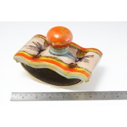 Art Deco Ceramic Writing Desk-Set Inkwell Blotter Envelope Holder w/ Pelikan
