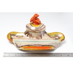 Art Deco Ceramic Writing Desk-Set Inkwell Blotter Envelope Holder w/ Pelikan