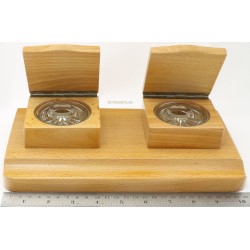 DESKBASE Ecritoire Inkwell Office Accessory Wood Glass Vintage NOS