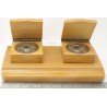 DESKBASE Ecritoire Inkwell Office Accessory Wood Glass Vintage NOS