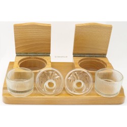 DESKBASE Ecritoire Inkwell Office Accessory Wood Glass Vintage NOS