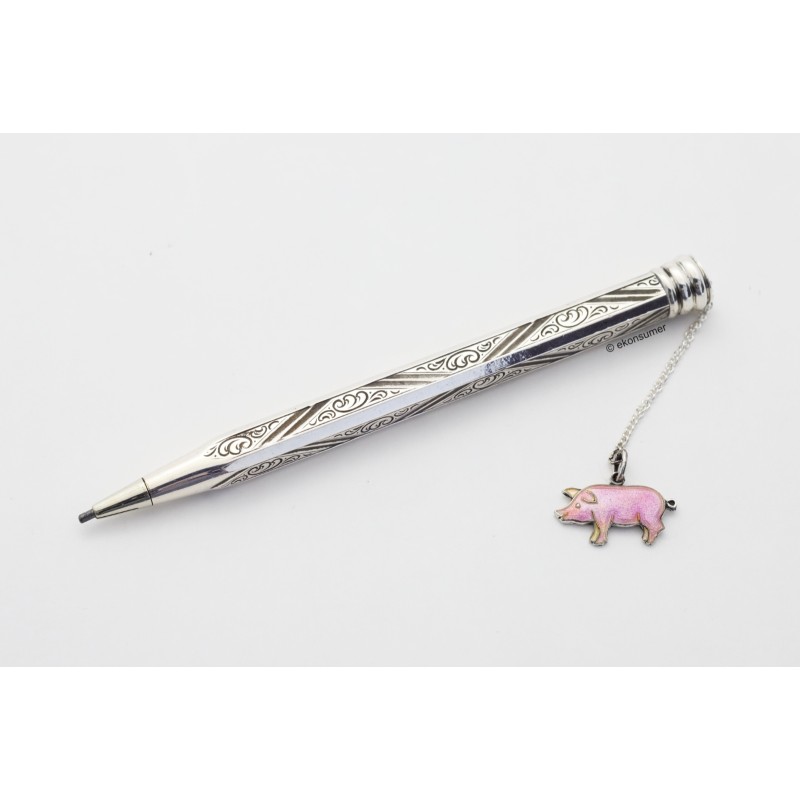 Art Deco Pencil Georg Lauer Tula 835 Silver Email-pic 1.18 mm Lead octagonal Shape