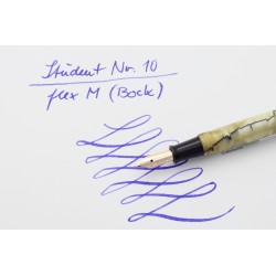 Student no. 10 Black & Pearl Puschbutton-filler 14ct. M Bock-Gold-nib 1935 Box Vintage