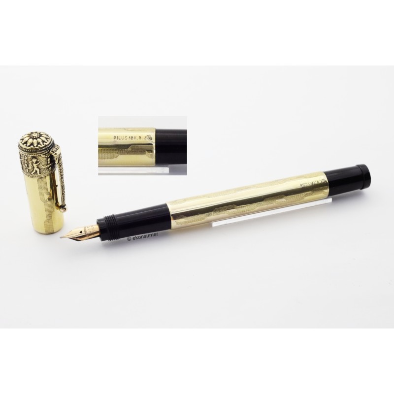 Montegrappa Pilus Rolled-Gold-Overlay Putti Safety 14C F Gold-nib 1925 VINTAGE