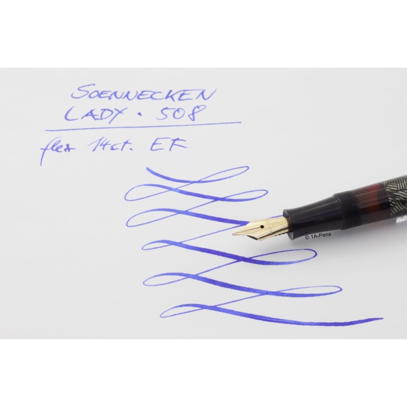 Soennecken 508 Lady grau-marm. Kolbenfüllhalter flex 14K EF Goldfeder Vintage