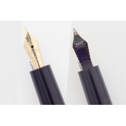 Soennecken 103 grey-striped Celluloid Piston-filler flex 14K B Gold-nib Vintage