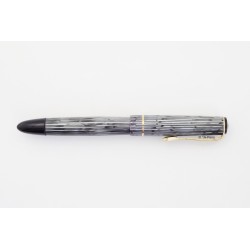 Soennecken 103 grey-striped Celluloid Piston-filler flex 14K B Gold-nib Vintage