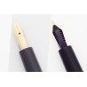 Soennecken 103 blue-striped Celluloid Piston-filler flex 14K OM Gold-nib Vintage