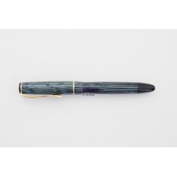 Soennecken 103 blue-striped Celluloid Piston-filler flex 14K OM Gold-nib Vintage