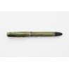 Soennecken 103 green-striped Celluloid Piston-filler flex 14K B Gold-nib Vintage