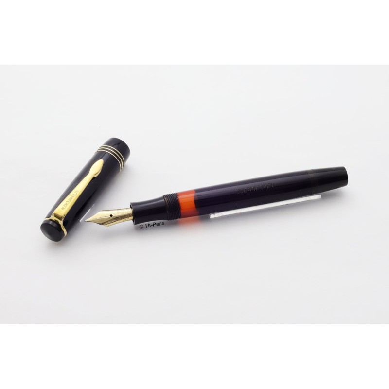 Soennecken 414 Celluloid Piston-filler w/ Click-mechanism flex 14K M Gold-nib Vintage