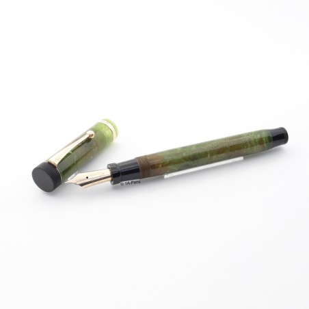 Parker Duofold Senior Jade Green Flattop 14K EF Gold-nib USA 1927 Vintage