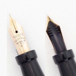 Parker Duofold Junior Lapis Blue-White 14K EF Gold-nib USA 1928 Vintage
