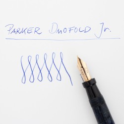 Parker Duofold Junior Lapis Blue-White 14K EF Gold-nib USA 1928 Vintage