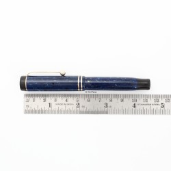 Parker Duofold Junior Lapis Blue-White 14K EF Gold-nib USA 1928 Vintage